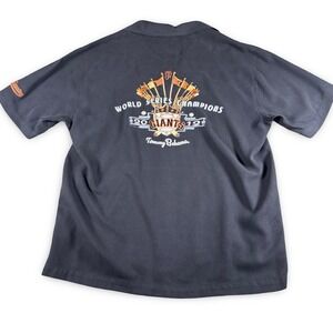 SF Giants MLB Genuine Merchandise Black Button Down T Shirt Silk Medium